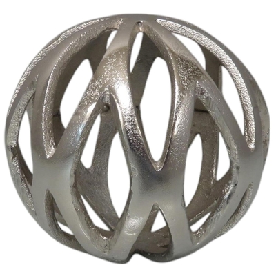 FIGURA BOLA DECORATIVA 15 cm x 15 cm ALUMINIO PLATA