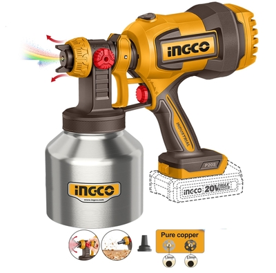 PISTOLA ROCIADORA PINTURA VASO ACERO INOXIDABLE INALAMBRICA 20 V 800 mL SIN BATERIA CARGADOR