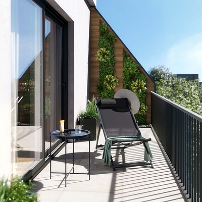 SILLA RECLINABLE ALUMINIO-POLIESTER NEGRO