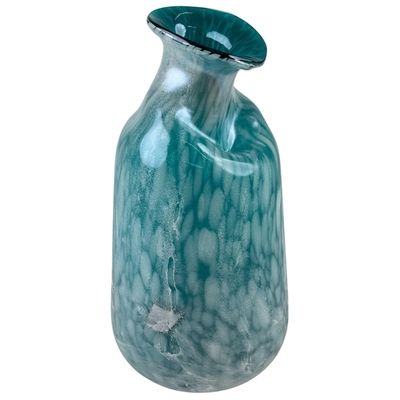 FLORERO DECORATIVO 35 cm x 17 cm x 17 cm VIDRIO TURQUESA MARMOLEADO