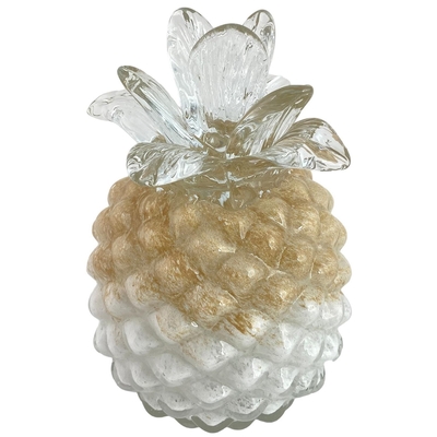 FIGURA PIÑA DECORATIVO 15.5 cm x 10.5 cm VIDRIO TRANSPARENTE