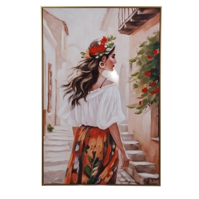 CUADRO DECORATIVO 120 cm x 80 cm MUJER BLANCO-ROJO