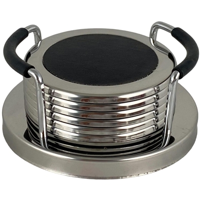 PORTAVASO 13 cm ACERO INOXIDABLE NEGRO CON BASE