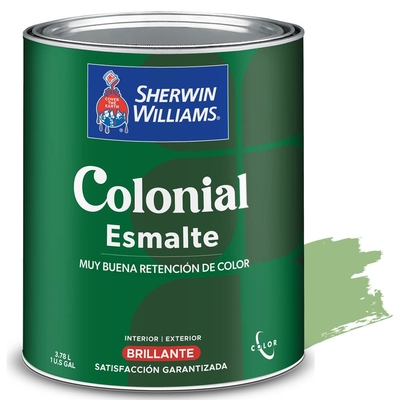 PINTURA ESMALTE PARA USO EXTERIOR / INTERIOR VERDE MANZANO BRILLANTE COLONIAL ESMALTE