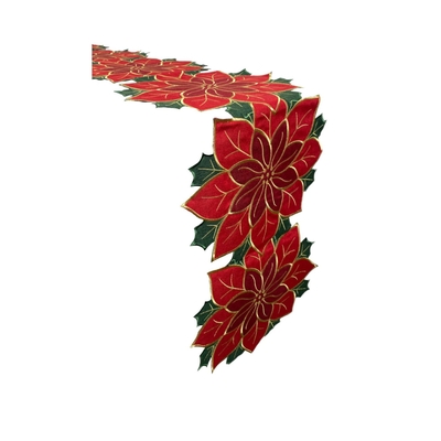 CAMINO DE MESA NAVIDAD 174 cm x 35 cm DISEÑO PASCUAS ROJO-VERDE-DORADO