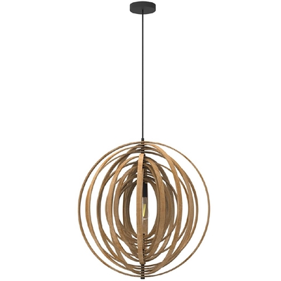 LAMPARA PENDANT 1 LUZ E27 BOLA MADERA