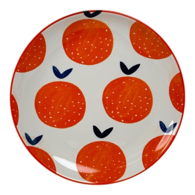 PLATO 21.5 cm CERAMICA BLANCO-ANARANJAO REDONDO