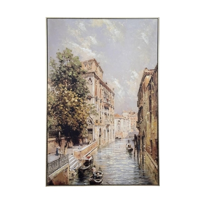CUADRO DECORATIVO 122 cm x 82 cm CANAL EUROPEO BEIGE-VERDE