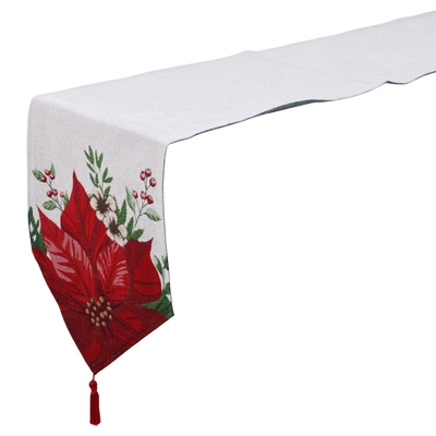 CAMINO DE MESA NAVIDAD 180 cm x 33 cm BEIGE PASCUA ROJO