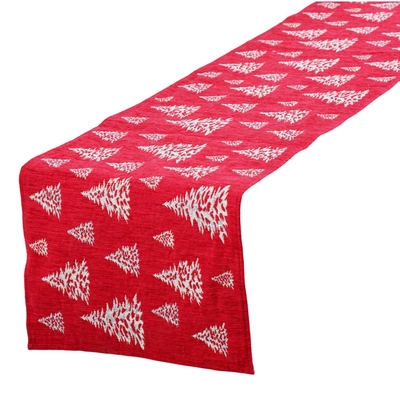 CAMINO DE MESA NAVIDAD 180 cm x 33 cm ROJO ARBOLES CREMA