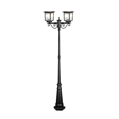 LAMPARA POSTE EXTERIOR SOLAR 2 LUCES E27 LUZ CALIDA - NEUTRA - FRIA NEGRO 2.12 m IP65