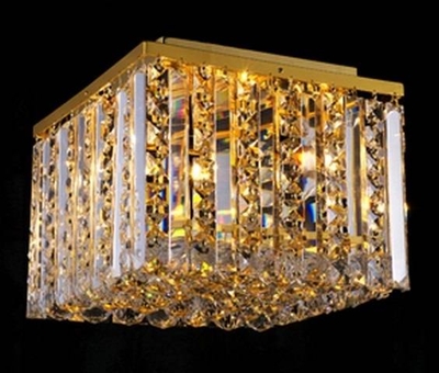 LÁMPARA TECHO 5 LUCES E12 ACABADO DORADO CRISTAL