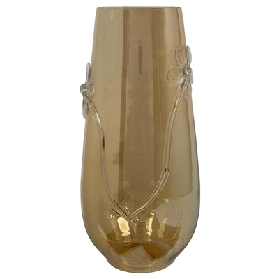 FLORERO DECORATIVO 35.7 cm x 18 cm VIDRIO BRONCE TRANSPARENTE