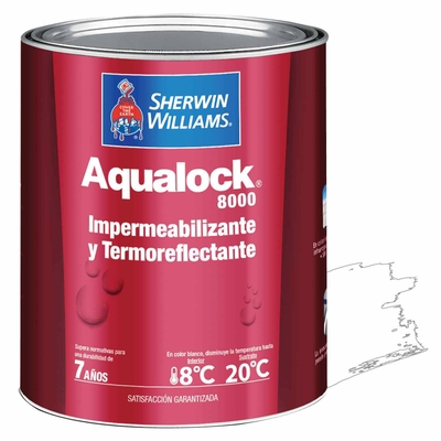 IMPERMEABILIZANTE Y TERMOREFLECTANTE PARA TECHOS LOSAS Y PAREDES BLANCO AQUALOCK 8000
