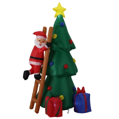 INFLABLE NAVIDAD SANTA ESCALANDO ARBOL MULTICOLOR 115 cm x 115 cm x 214 cm