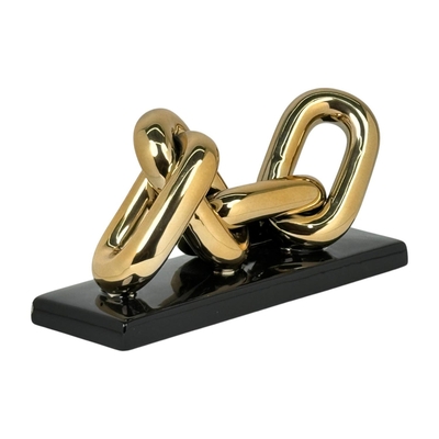 FIGURA CADENA CON BASE DECORATIVA 28.5 cm x 10 cm x 10 cm CERAMICA DORADO-NEGRO