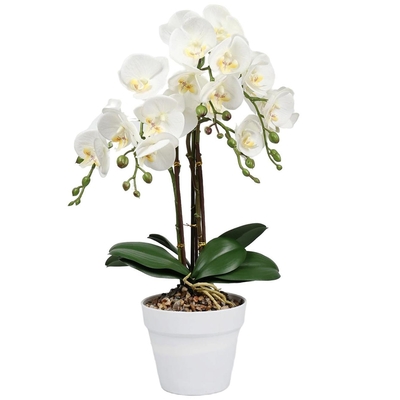 FLOR ARTIFICIAL 58 cm ORQUIDEA BLANCO CON MACETA BLANCO