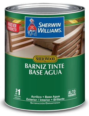 BARNIZ TINTE BASE AGUA PARA MADERA PARA USO EXTERIOR / INTERIOR BRILLANTE 3 EN 1