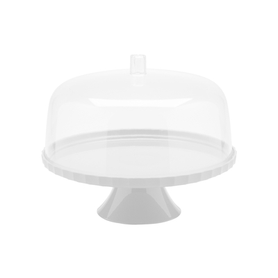PASTELERA 31.5 cm x 25.5 cm PLASTICO BLANCO CON TAPA TRANSPARENTE