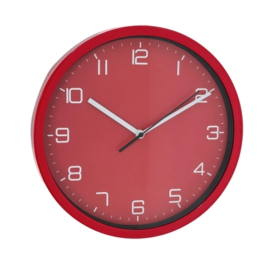 RELOJ PARED 30 cm PLASTICO ROJO REDONDO