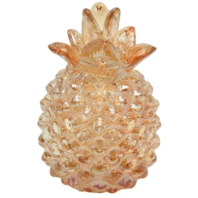 FIGURA PIÑA DECORATIVO 17.5 cm x 9.5 cm VIDRIO ANARANJADO