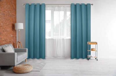 CORTINA PARA SALA 140 cm x 229 cm TURQUESA CUBE BLACKOUT