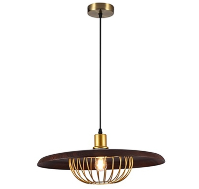 LÁMPARA PENDANT 1 LUZ E27 REJILLA METAL NEGRO DORADO