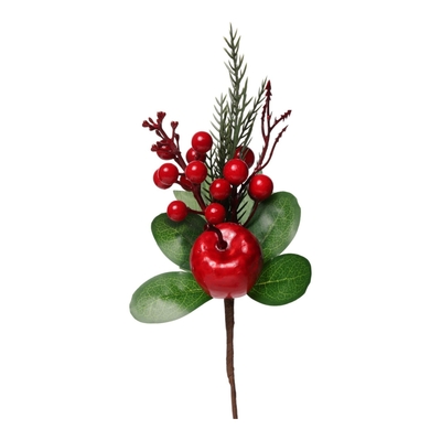 PICK NAVIDAD 30 cm x 12 cm RAMA CEREZA ROJO-VERDE