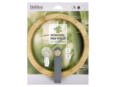 TOALLERO ARGOLLA ADHESIVO PARA BAÑO 21 cm MADERA-PLASTICO CAFE-GRIS