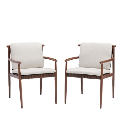 SILLA RETRO ALUMINIO TEJIDO TIPO RATAN CAFE CON COJIN BEIGE