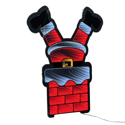 SILUETA SANTA CHIMENEA NAVIDAD 60 cm x 43 cm CAFE-ROJO-NEGRO A CONEXION
