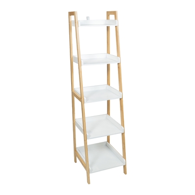 ORGANIZADOR ESQUINERO PARA BAÑO MADERA-BAMBU BLANCO 5 NIVELES DE SOBREPONER