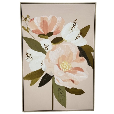 CUADRO DECORATIVO 122.6 cm x 82.6 cm FLORES ROSADO-VERDE