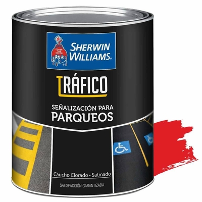 PINTURA CAUCHO CLORADO PARA SEÑALIZACION EN PARQUEOS ROJO SATINADO