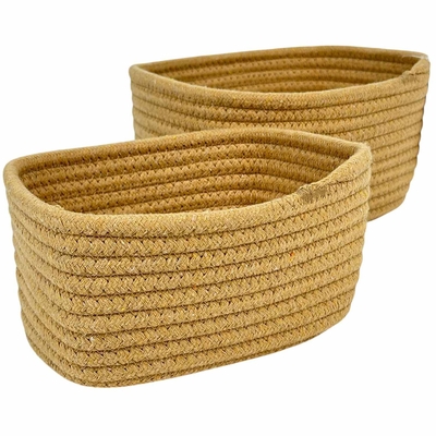 CANASTA PARA ALMACENAR 12 cm x 15 cm x 21 cm FIBRA VEGETAL AMARILLO