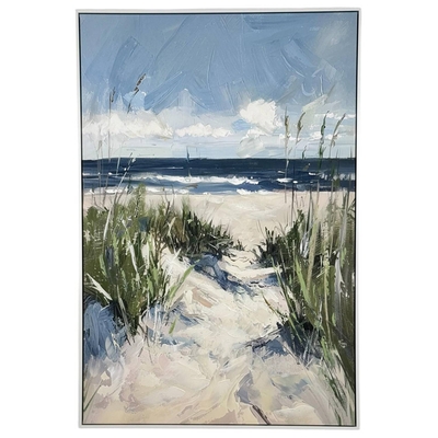 CUADRO DECORATIVO 122.6 cm x 82.6 cm PLAYA AZUL-VERDE-CELESTE