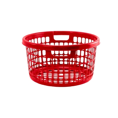 CANASTA PARA LAVANDERIA 22 L PLASTICO ROJO REDONDO