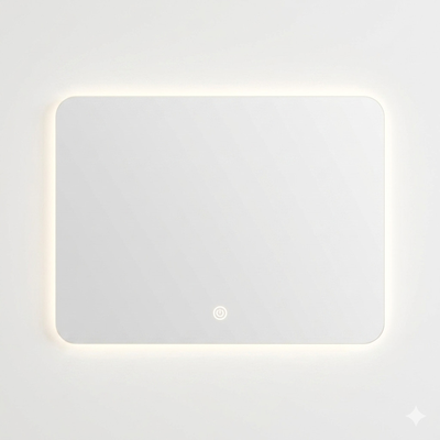 ESPEJO PARA BAÑO CON LUZ LED 80 cm x 60 cm RECTANGULAR CON BOTON TOUCH
