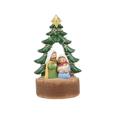 SAGRADA FAMILIA NAVIDAD CON ARBOL 8 cm x 4.5 cm x 13 cm A BATERIA
