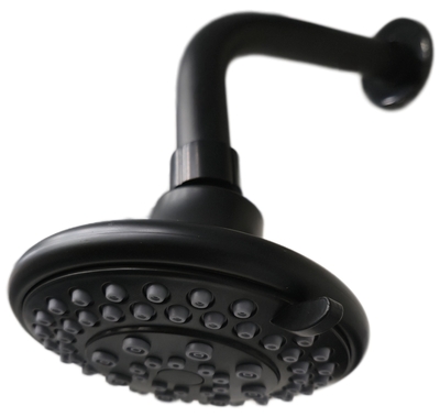 DUCHA 10.16 cm (4 in) PLASTICO NEGRO REDONDO CON NIPLE