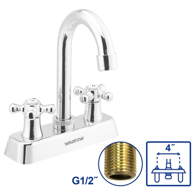 MEZCLADOR LAVABO 10.16 cm (4 in) 2 MANECILLA CRUZ LATON TIPO BAR