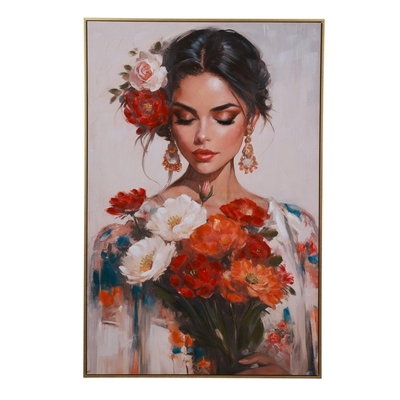 CUADRO DECORATIVO 120 cm x 80 cm MUJER MULTICOLOR