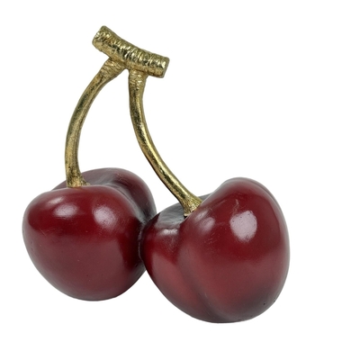 FIGURA CEREZA DECORATIVO 26.5 cm x 14.2 cm CERAMICA ROJO-DORADO