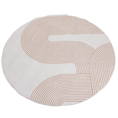 ALFOMBRA PARA SALA 150 cm x 150 cm POLIESTER BLANCO-ROSADO REDONDO