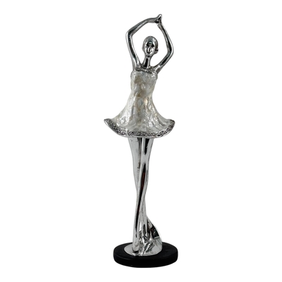 FIGURA BAILARINA DECORATIVO 27 cm x 8 cm x 8 cm CERAMICA PLATA