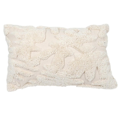 COJIN DECORATIVO 50 cm x 30 cm POLIESTER BLANCO CON TEXTURA