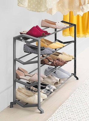 ZAPATERA 60 cm x 92 cm x 28 cm METAL GRIS 4 NIVELES