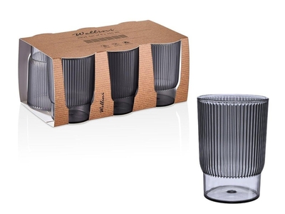 VASO 350 mL ACRILICO GRIS DISEÑO LINEAS VERTICALES