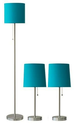 LAMPARA PEDESTAL/MESA 1 LUZ E27 SATIN TURQUESA