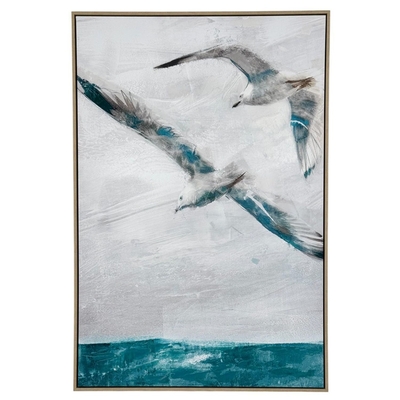 CUADRO DECORATIVO 122.6 cm x 82.6 cm GAVIOTA BLANCO-CELESTE